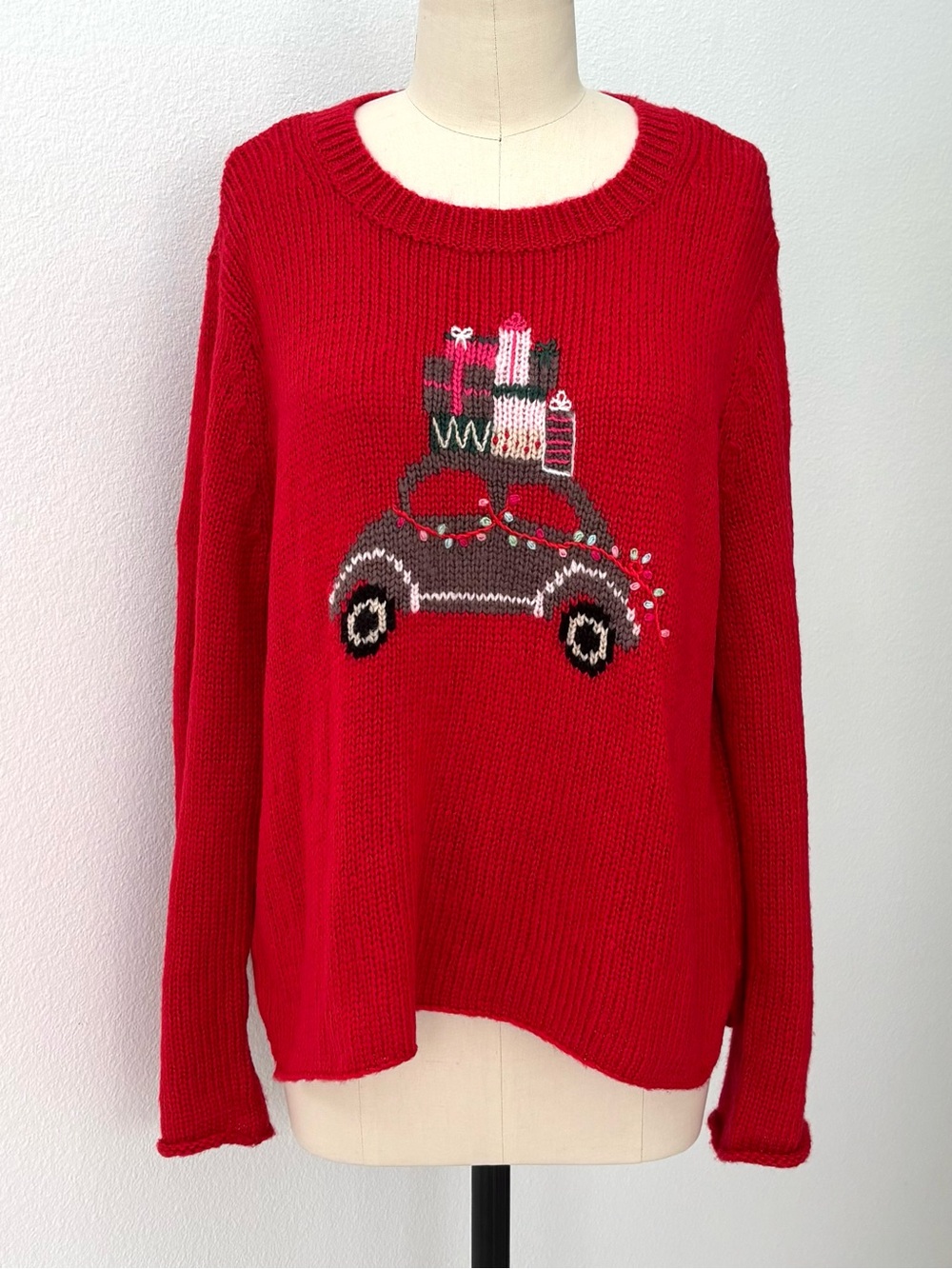Wooden Ships Merry Everything Crew Sweater NWT Graphic Holiday Red M/L